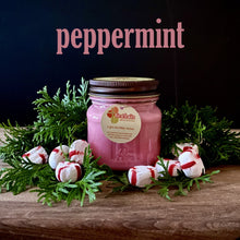 Load image into Gallery viewer, Peppermint Scented candle by First Fruits Ministries.  A holiday must-have!
